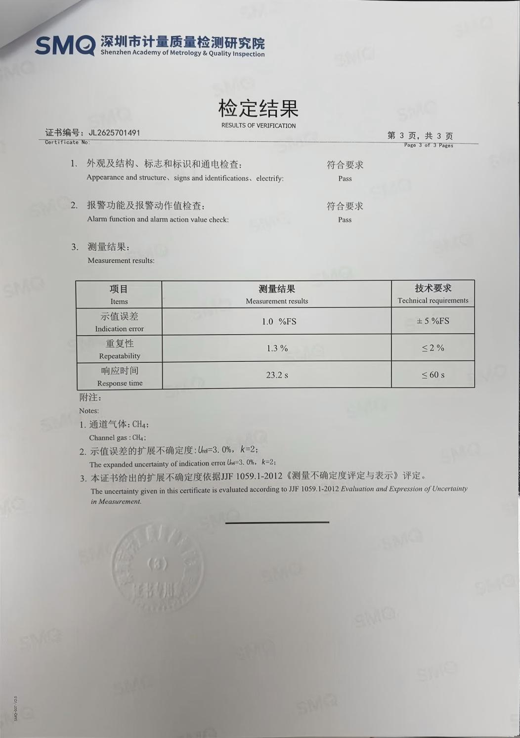 索富通GT-9801TC探測器通過深圳計(jì)量院檢測，各項(xiàng)指標(biāo)均達(dá)標(biāo)(圖3)
